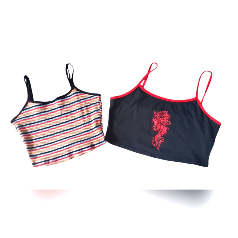 Shein Girls Cami Multicolor Crop Tops (2) Bundle Size‎ 28